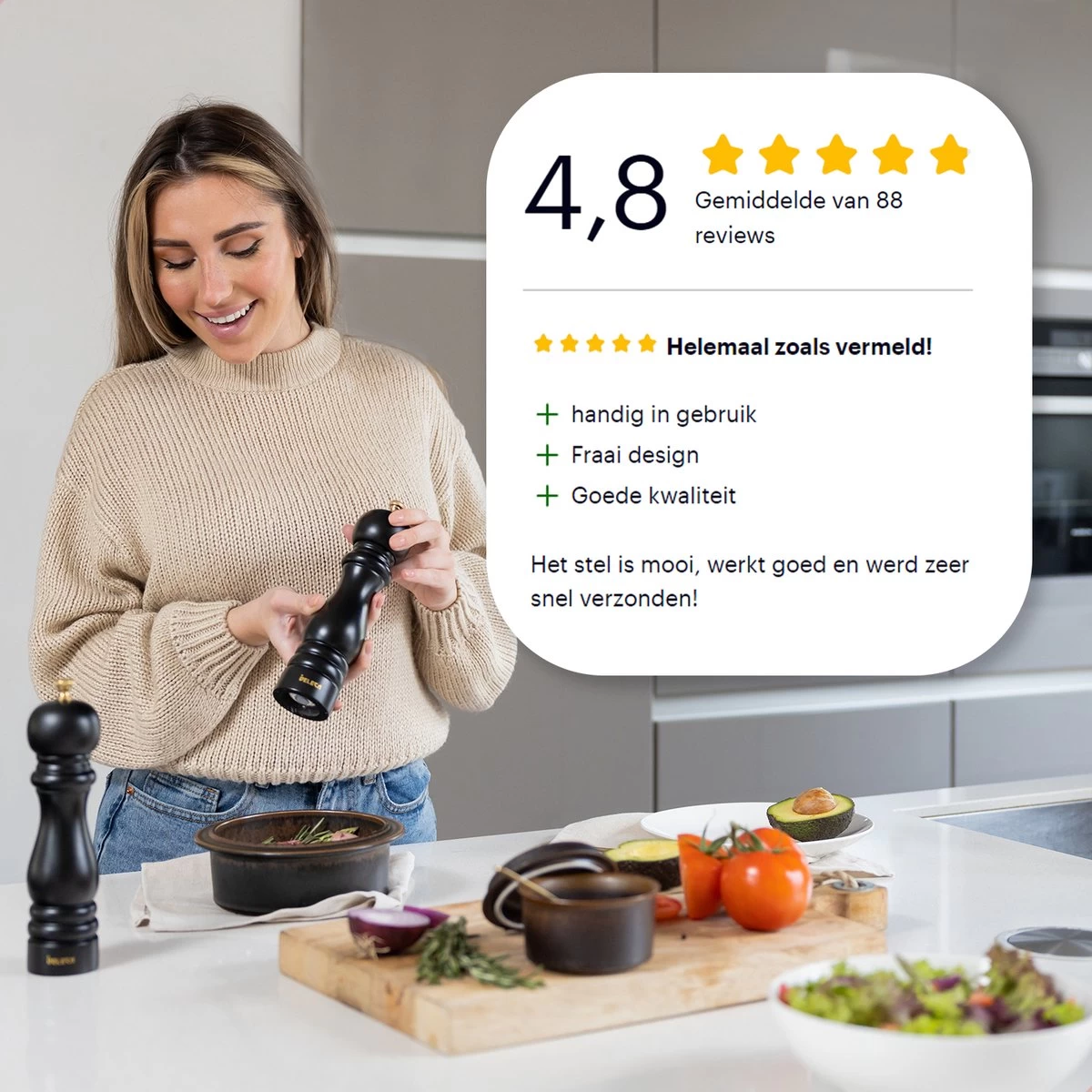 Deleca Luxe Peper En Zoutmolen Set - Met Geschenkdoos - Zout / Pepermolen - Rubberhout - Zwart & Goud 11 Deleca Luxe Peper En Zoutmolen Set - Met Geschenkdoos - Zout / Pepermolen - Rubberhout - Zwart & Goud - Afbeelding 11