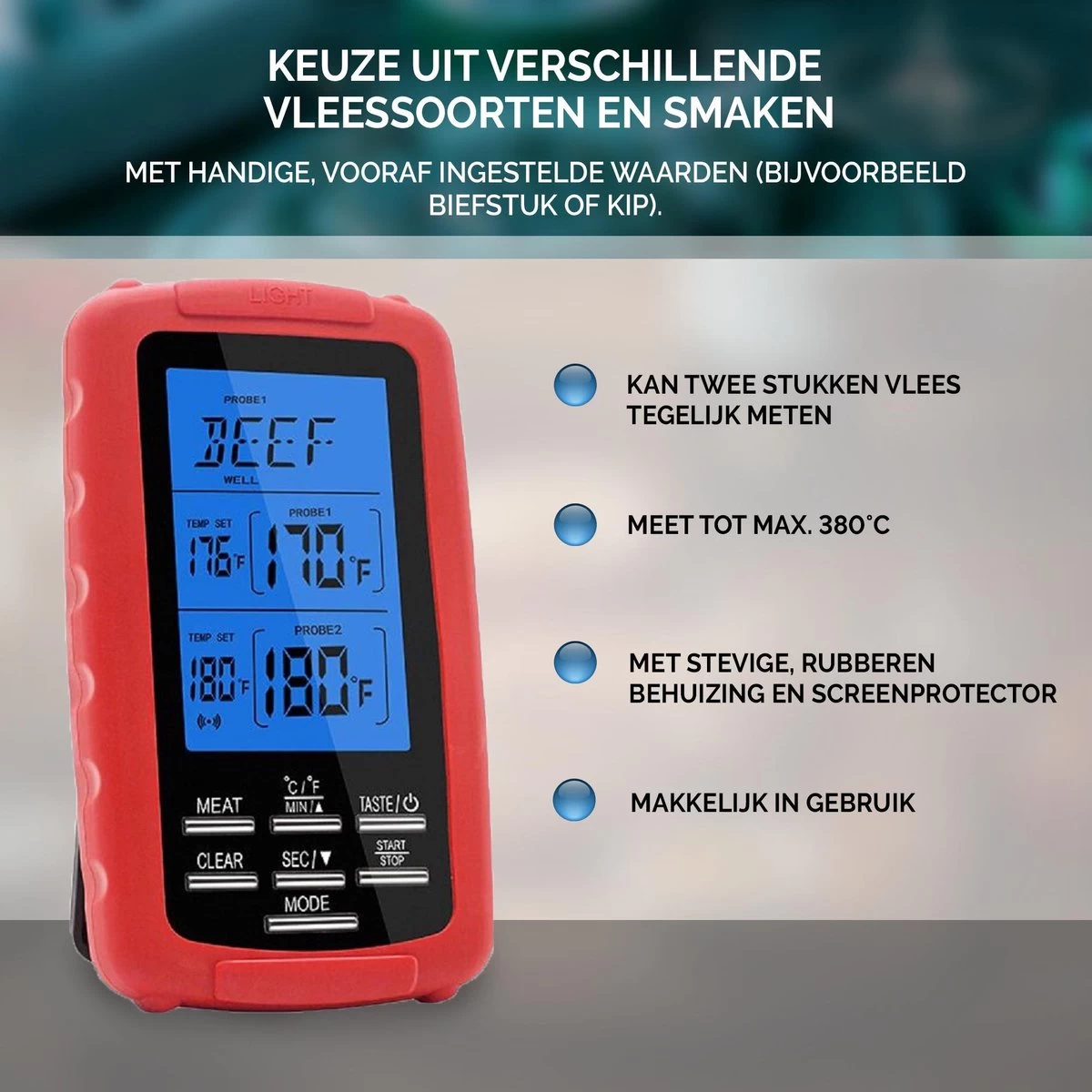 Mancor Vleesthermometer Digitaal BBQ Accesoires Thermometer Oventhermometer 3 Mancor Vleesthermometer Digitaal BBQ Accesoires Thermometer Oventhermometer - Afbeelding 3
