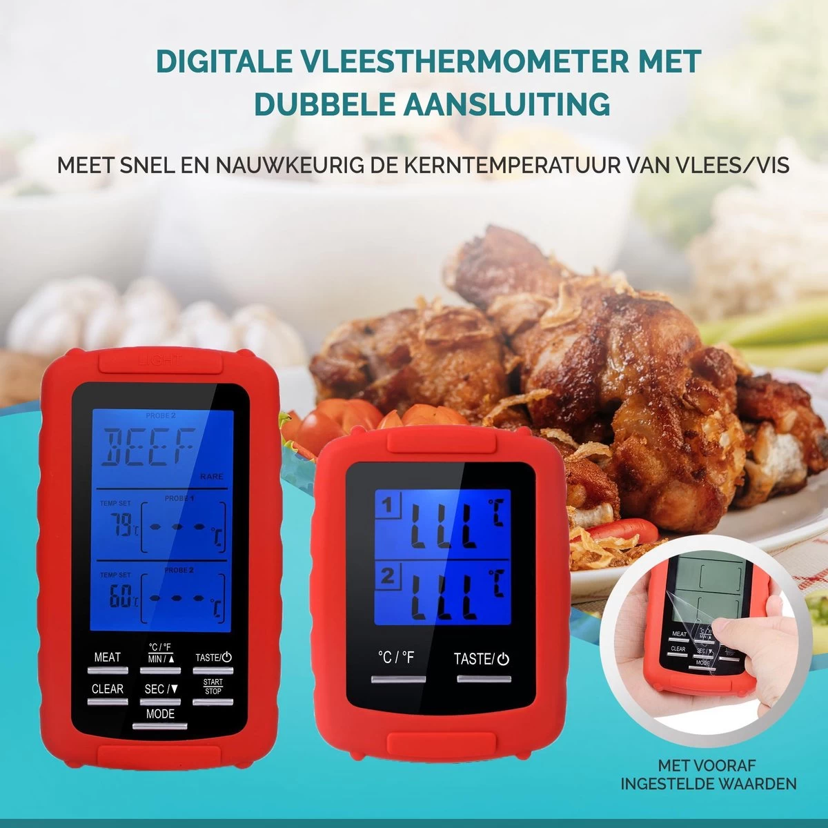 Mancor Vleesthermometer Digitaal BBQ Accesoires Thermometer Oventhermometer 8 Mancor Vleesthermometer Digitaal BBQ Accesoires Thermometer Oventhermometer - Afbeelding 8