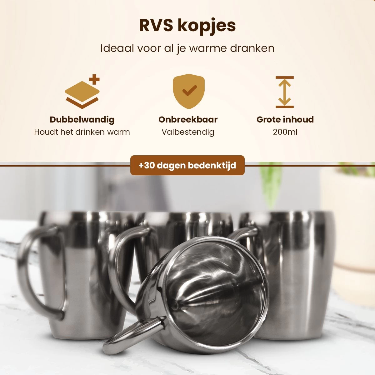 Lupine Beker RVS Dubbelwandig 200ml Lang Warm Set Van 2 Kopjes Mooie Set Bekers Van Roestvrij Staal 5 Lupine Beker RVS Dubbelwandig 200ml Lang Warm Set Van 2 Kopjes Mooie Set Bekers Van Roestvrij Staal - Afbeelding 5