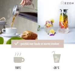 MÊZON® Schenkkan - Glazen Waterkan - Waterkaraf Voor Fruitwater - Multifunctionele Decanteer Karaf - Kan Met Deksel - 1.5L Capaciteit -Demeyere Winkel 1200x1200 899