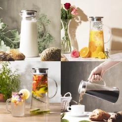 MÊZON® Schenkkan - Glazen Waterkan - Waterkaraf Voor Fruitwater - Multifunctionele Decanteer Karaf - Kan Met Deksel - 1.5L Capaciteit -Demeyere Winkel 1200x1200 901