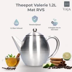 Vaja Valerie - Theepot Met Filter - Dubbelwandig - RVS - 1.2L 26 Vaja Valerie - Theepot Met Filter - Dubbelwandig - RVS - 1.2L -Demeyere Winkel 1200x1200 98
