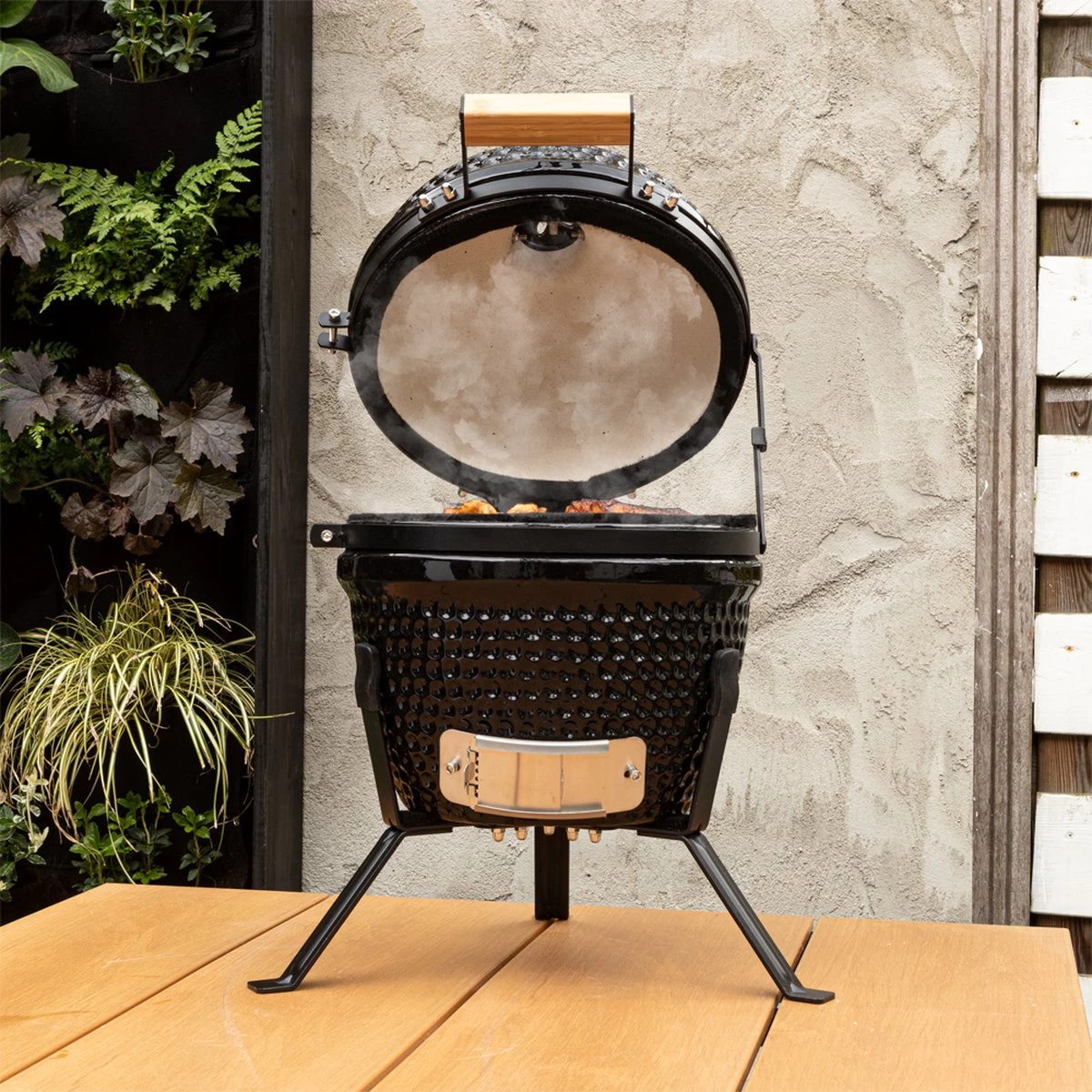 BluMill Kamado BBQ Egg - Kamado 13 Inch - Incl. Vlees Thermometer - Houtskoolbarbecues - Zwart - Ø 27cm 5 BluMill Kamado BBQ Egg - Kamado 13 Inch - Incl. Vlees Thermometer - Houtskoolbarbecues - Zwart - Ø 27cm - Afbeelding 5