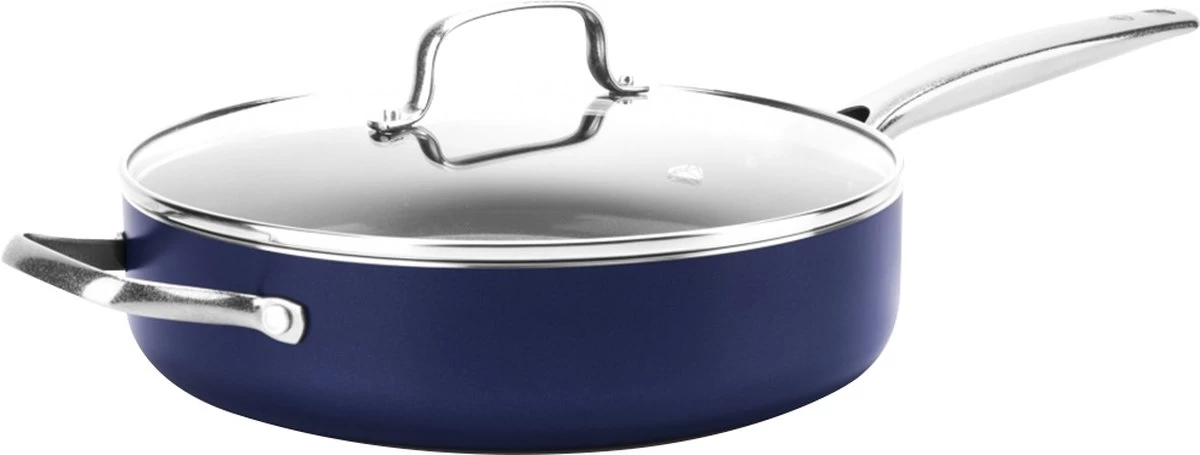 Blue Diamond – Sauteerpan Inclusief Deksel – Hapjespan – 28 Cm - Coating Met Diamant - Blauw 3 Blue Diamond – Sauteerpan Inclusief Deksel – Hapjespan – 28 Cm - Coating Met Diamant - Blauw - Afbeelding 3