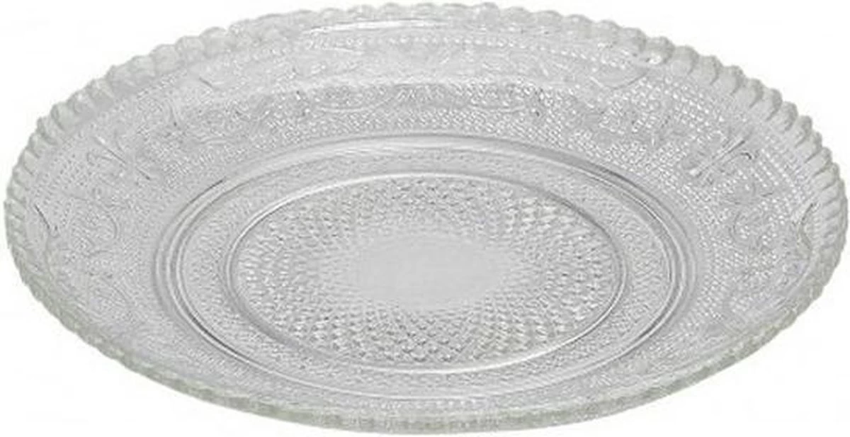 Merkloos 6x Dessert/gebaksbordjes Glas Barok 15 Cm - Kleine Glazen Bordjes - Tafel Dekken 1 Merkloos 6x Dessert/gebaksbordjes Glas Barok 15 Cm - Kleine Glazen Bordjes - Tafel Dekken