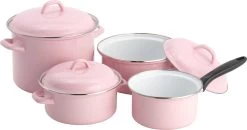 Lite-Body Pannenset 4-delig - Emaille - Roze