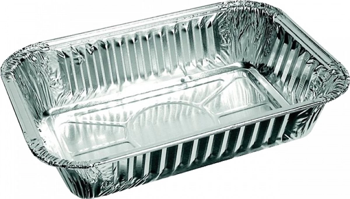 Rechthoekige Kapsalon Aluminium Bak 850cc - 100 Stuks 1 Rechthoekige Kapsalon Aluminium Bak 850cc - 100 Stuks