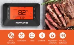 Hermanos® Digitale BBQ Thermometer Draadloos - Vleesthermometer - Oventhermometer - Bluetooth Met App - 2 Meetsondes - Magneet - Incl. Batterijen -Demeyere Winkel 1200x742 3