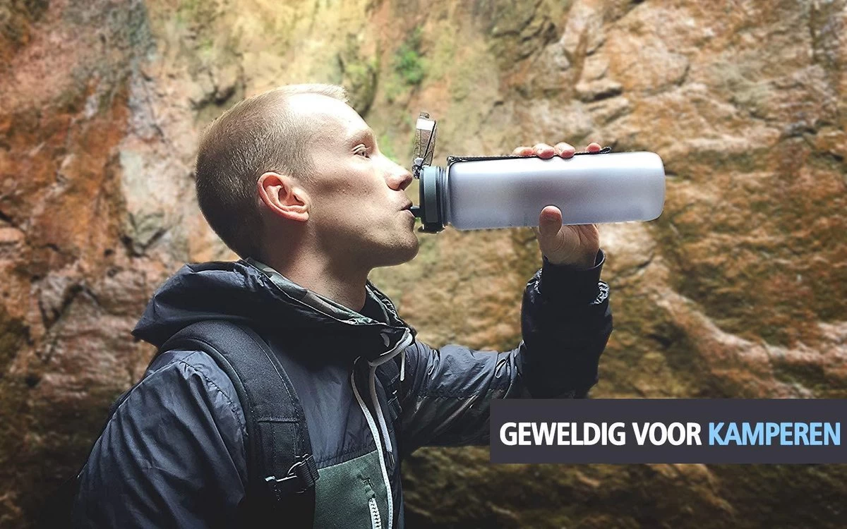 Swilix ® Drinkfles - 1 Liter - Drinkfles Met Tijdmarkering - Grijs 6 Swilix ® Drinkfles - 1 Liter - Drinkfles Met Tijdmarkering - Grijs - Afbeelding 6