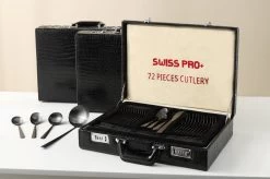 Swiss Pro+ Bestekset In Koffer-72 Delig-12 Persoons-Zwitsers Kwaliteit-Complete Set-100% Roestvrijstaal- Zwart -Demeyere Winkel 1200x799 50