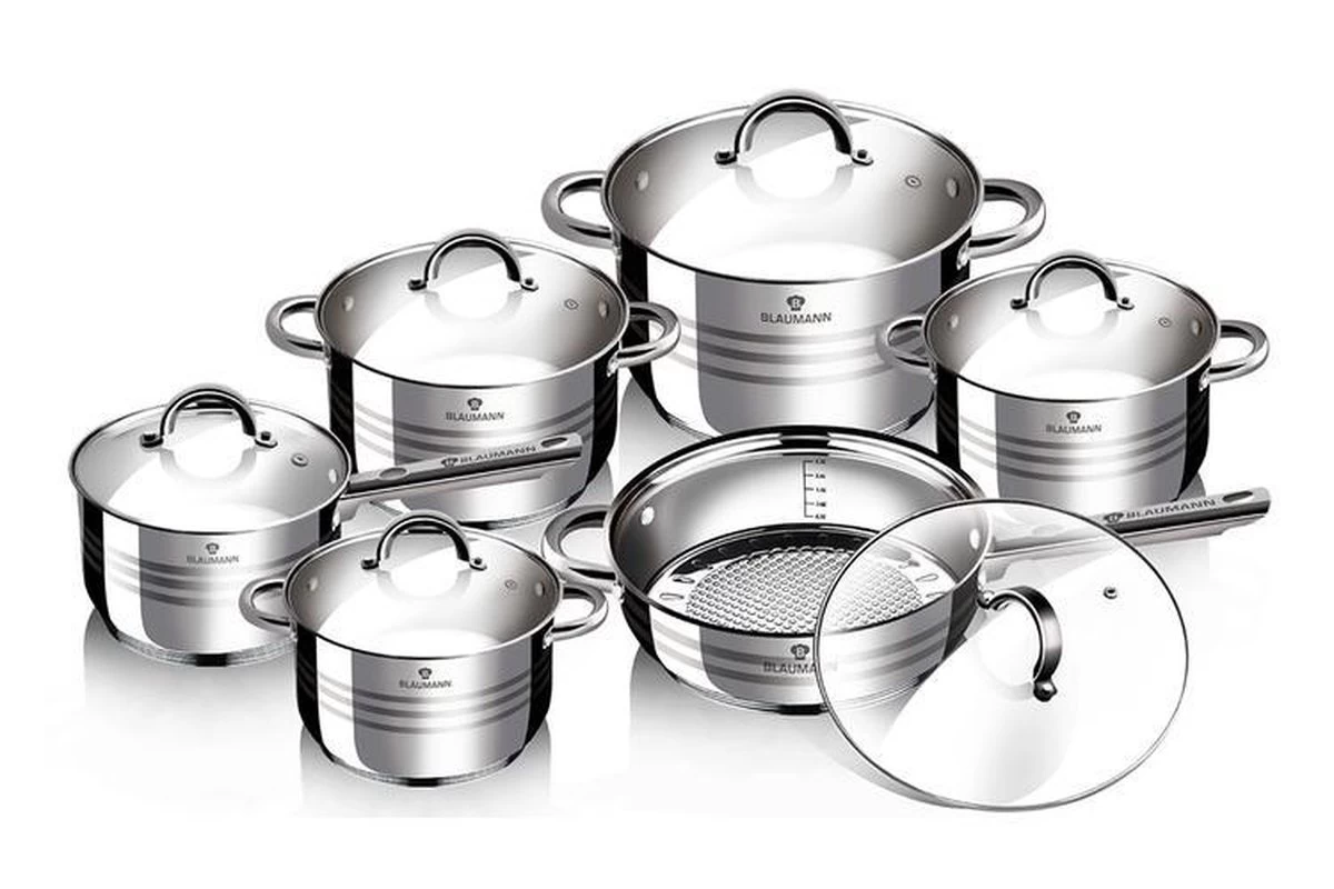 Blaumann 12-delige Roestvrijstalen Pannenset 3 Blaumann 12-delige Roestvrijstalen Pannenset - Afbeelding 3