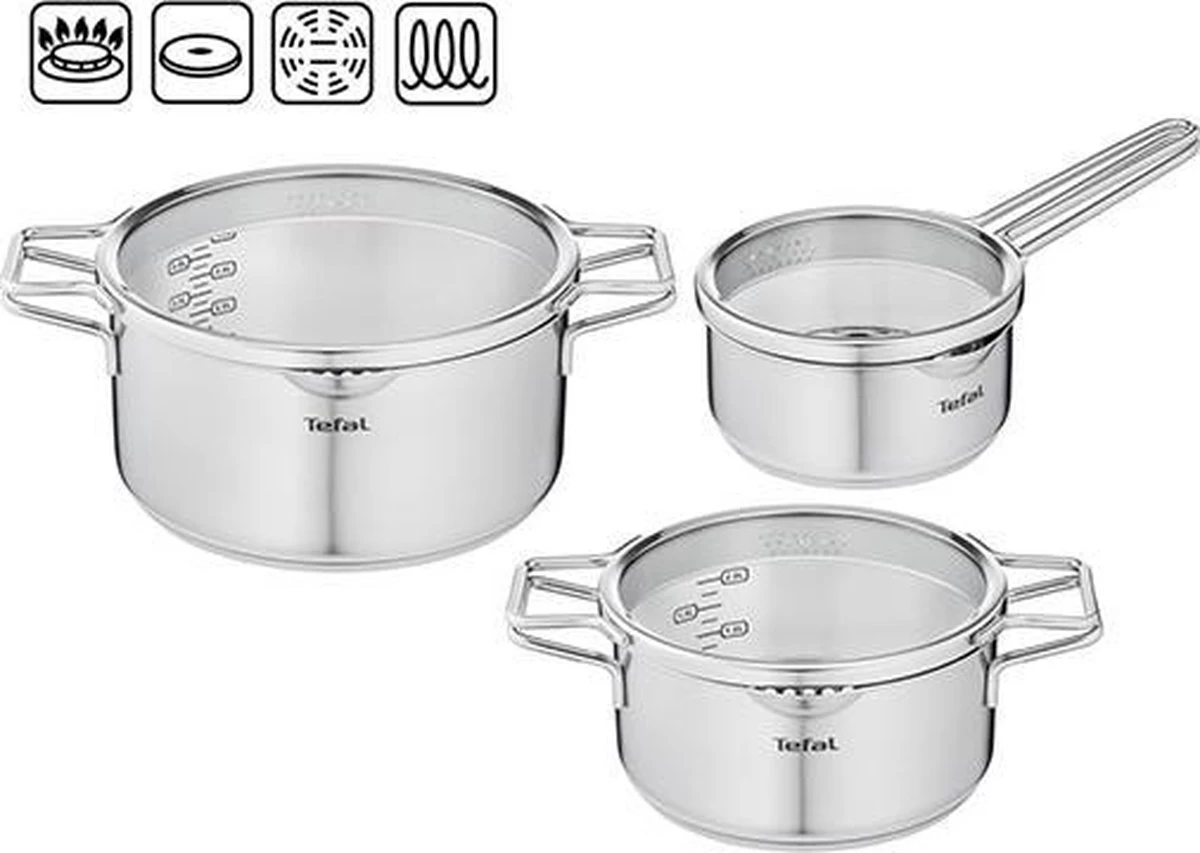 Tefal Nordica Pannenset 3 Delig - Steelpan Ø 16 Cm & Kookpan Ø 20 + Ø 24 Cm 20 Tefal Nordica Pannenset 3 Delig - Steelpan Ø 16 Cm & Kookpan Ø 20 + Ø 24 Cm - Afbeelding 20