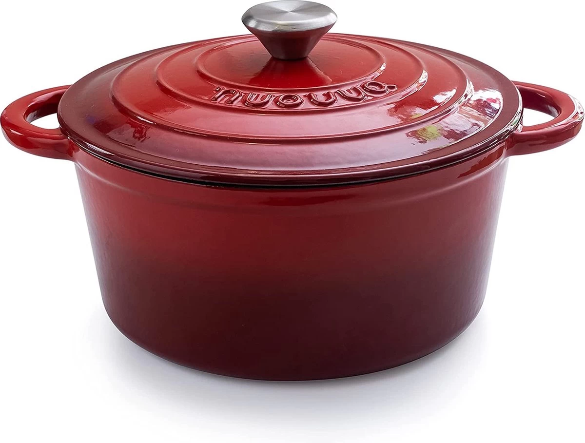 Nuovva Gietijzeren Braadpan Antiaanbaklaag Met Deksel - Sudderpan Rood - Rond - Ø24 Cm - 4.7 Liter - 100% PFAS & PFOA Vrij - Geschikt Voor Alle Warmtebronnen - Elektrisch - Gas - Halogeen - Inductie - Keramisch 1 Nuovva Gietijzeren Braadpan Antiaanbaklaag Met Deksel - Sudderpan Rood - Rond - Ø24 Cm - 4.7 Liter - 100% PFAS & PFOA Vrij - Geschikt Voor Alle Warmtebronnen - Elektrisch - Gas - Halogeen - Inductie - Keramisch