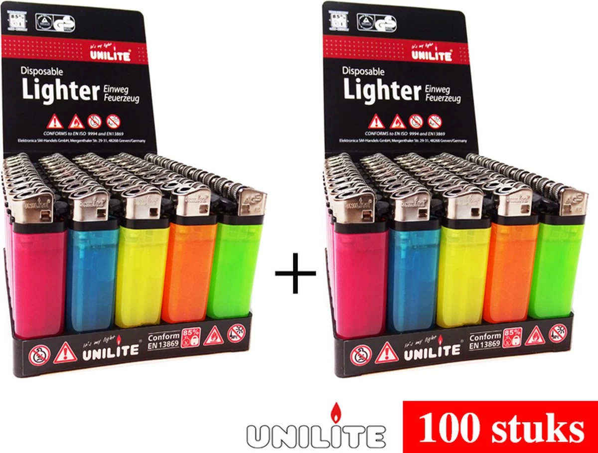 100 X Wegwerp Aanstekers - Unilite Aansteker - Vuursteen Aansteker : 2 X 50 Wegwerp Aansteker / Aanstekers 1 100 X Wegwerp Aanstekers - Unilite Aansteker - Vuursteen Aansteker : 2 X 50 Wegwerp Aansteker / Aanstekers