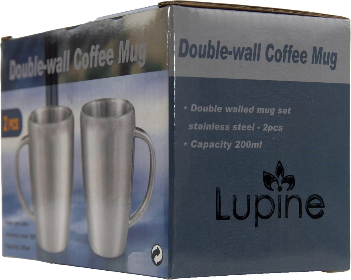 Lupine Beker RVS Dubbelwandig 200ml Lang Warm Set Van 2 Kopjes Mooie Set Bekers Van Roestvrij Staal 6 Lupine Beker RVS Dubbelwandig 200ml Lang Warm Set Van 2 Kopjes Mooie Set Bekers Van Roestvrij Staal - Afbeelding 6