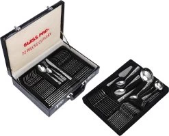 Swiss Pro+ Bestekset In Koffer-72 Delig-12 Persoons-Zwitsers Kwaliteit-Complete Set-100% Roestvrijstaal-Modern -Demeyere Winkel 1200x967