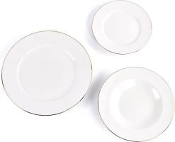 LeRijn® Serviesset Deventer 6 Persoons - 18 Delig - Licht Crème Wit Met Gouden Rand En Motief - Dinerborden - Soepborden - Dessertborden - Borden Servies - Bordenset -Demeyere Winkel 1200x972