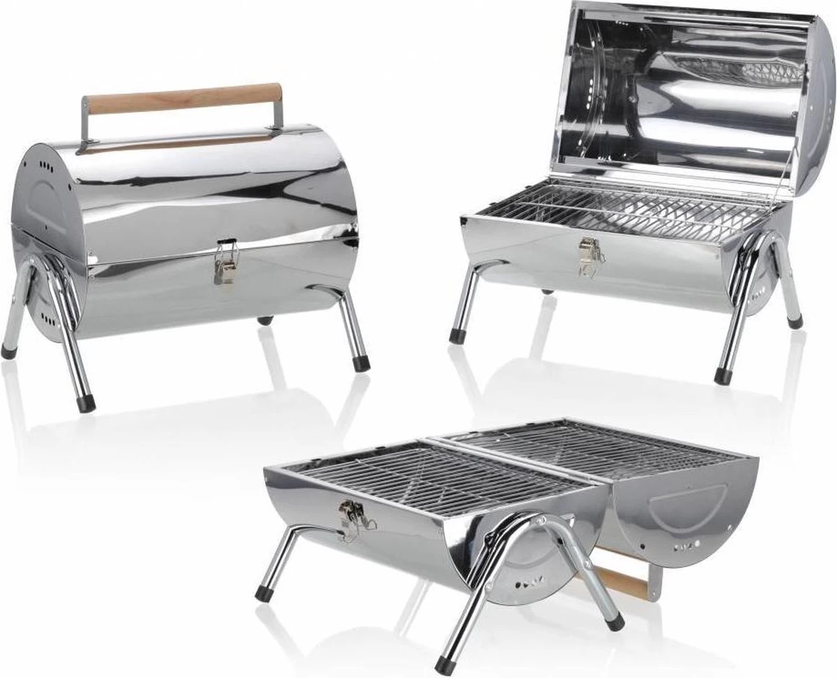 BBQ Collection Houtskoolbarbecue - Cilinder - Chroom 9 BBQ Collection Houtskoolbarbecue - Cilinder - Chroom - Afbeelding 9