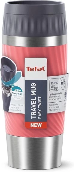 Tefal Travel Mug Easy Twist Thermobeker - Koraalrood - 0,36 Liter -Demeyere Winkel 520x1200
