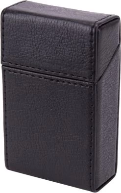 Merkloos ''OP=OP'' Luxe Lederen Sigarettenhouder - Zwart - Sigaretten Box - Sigaretten Doosje - 20 Sigaretten - Design - Cigarette Case