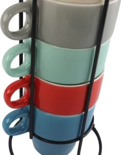 Orange85 Koffiekopjes - Met Houder - Set Van 6 - Gekleurd - 300 Ml - Keramiek -Demeyere Winkel 945x1200